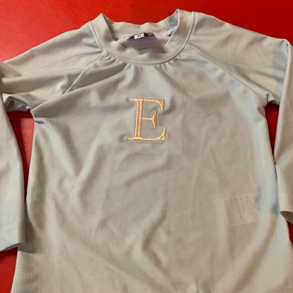 Boy's Size 3T Monogramed "E"Blue and Peach Swim Rash guard Suit - Picture 2 of 3